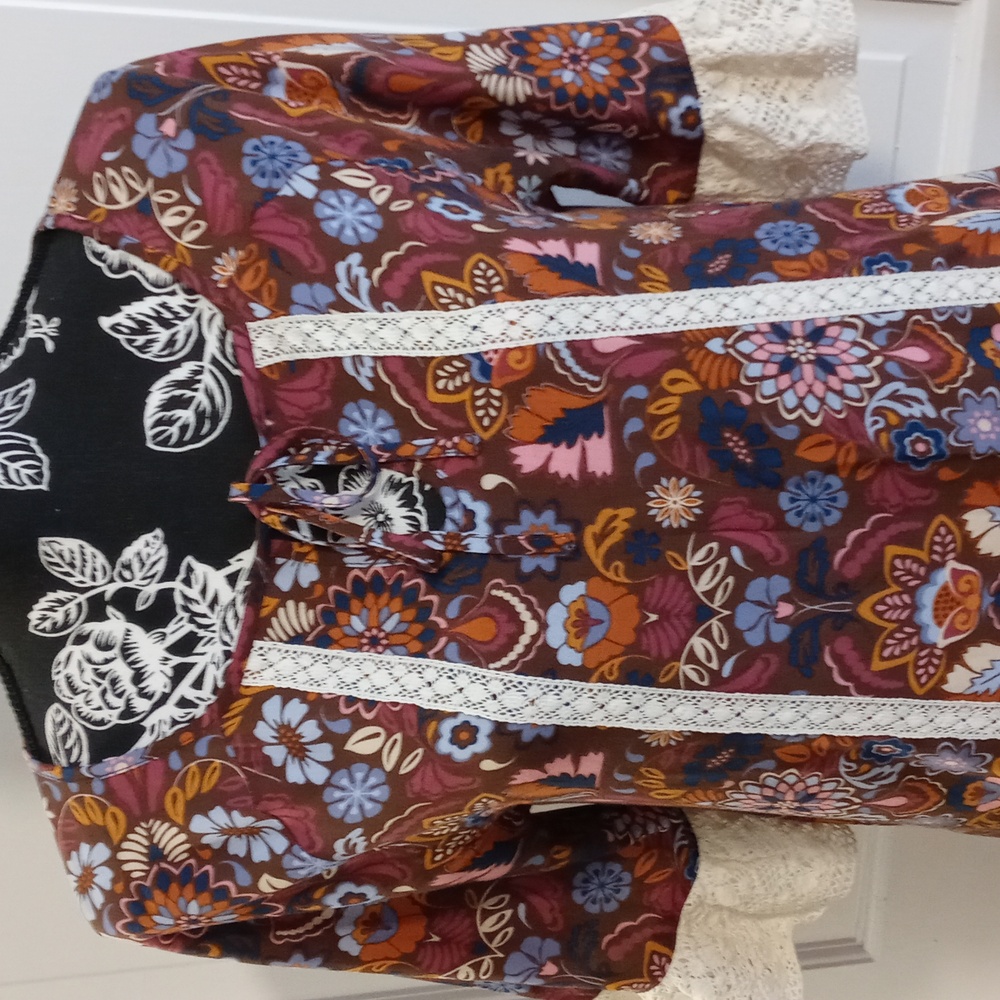 🤎Matilda Jane🤎 - Brown/Cream/Blue Intermission Damask Print Dress - Picture 5 of 14